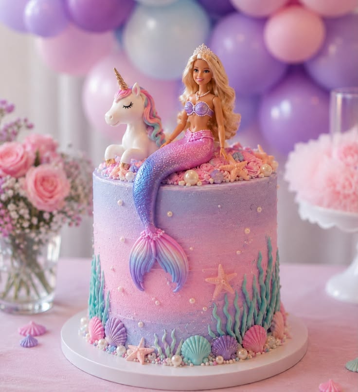 Custom designer cake and princess party setup