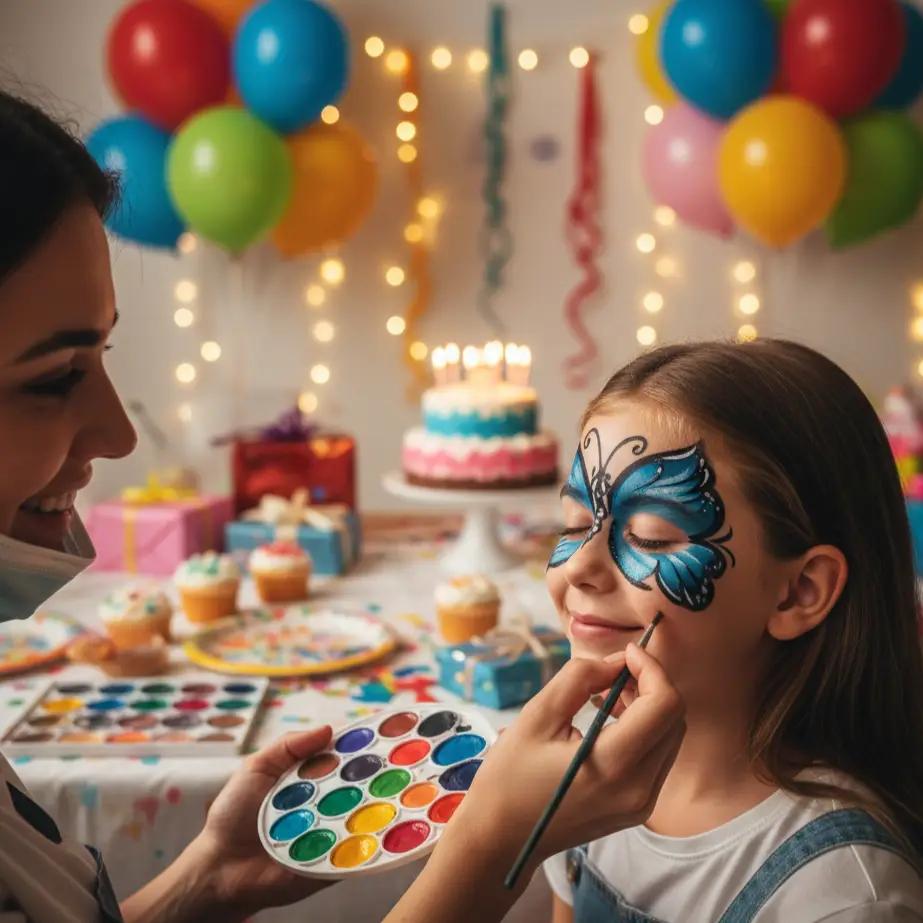 Superhero themed birthday entertainment setup
