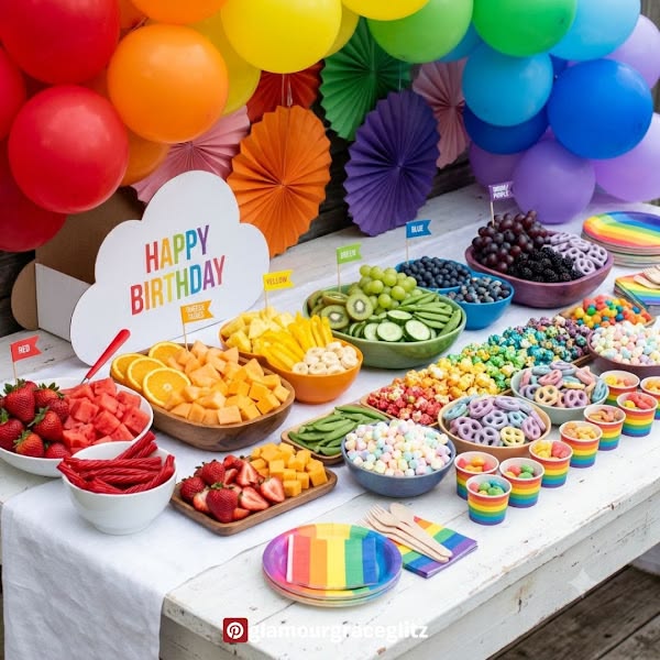 Rainbow fruit skewers