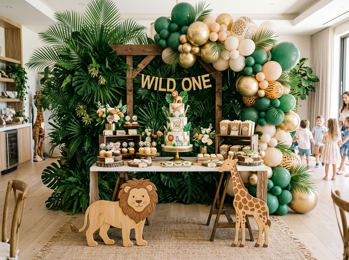 Safari jungle wild one party theme